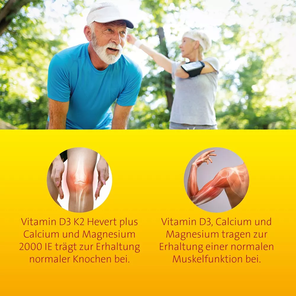Vitamin D3 K2 Hevert plus Calcium und Magnesium 2000 IE